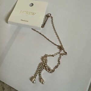 J.Crew Pearl Bow Gold Chain Necklace